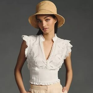 Anthropologie Cropped Cutwork  Blouse